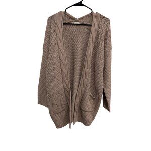Altard State Dusty Rose Cable Knit Open Front Cardigan with Pockets SZ Medium